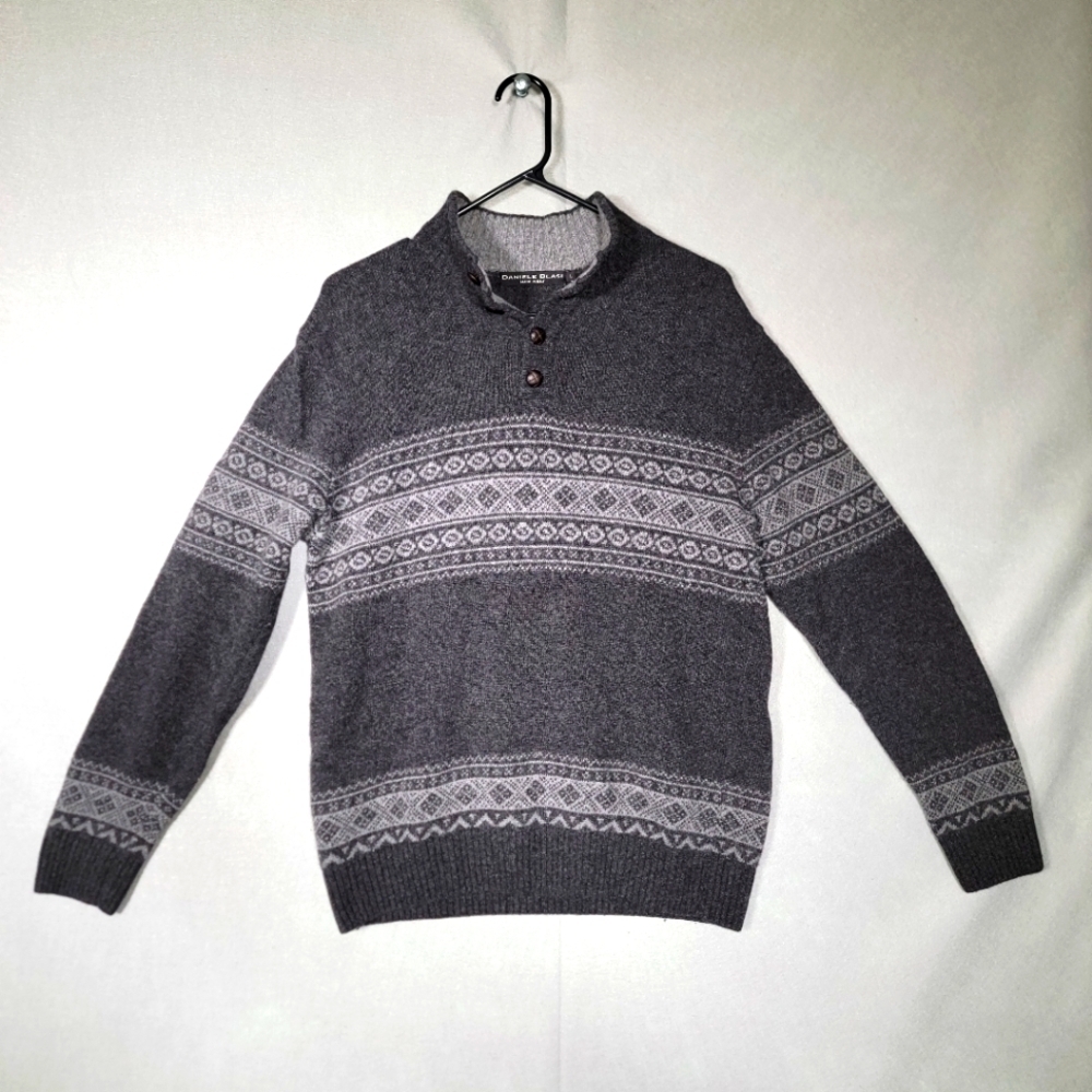 Daniele Blasi Mens Italian Wool Blend 1/4 Button Pullover Sweater Size Large